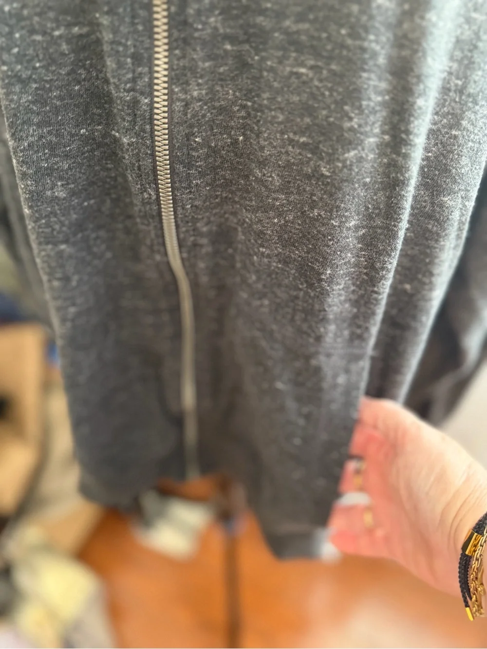 Nike Heathered Charcoal Zip Hoodie with White Swoosh
